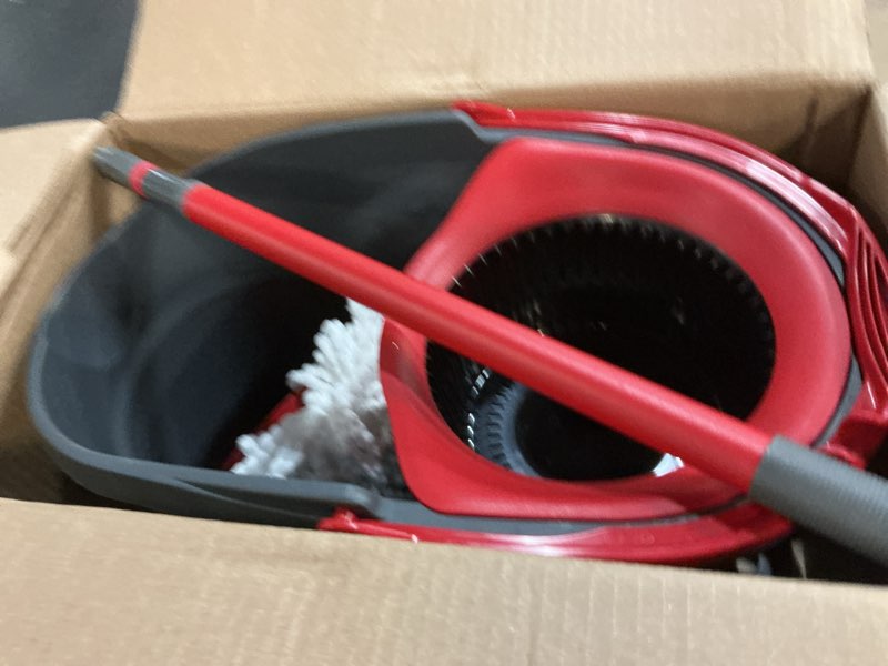 Condition photo showing Good Condition for O-Cedar EasyWring Microfiber Spin Mop, Bucket Floor Cleaning System, Red, Gray, Standard Easywring Spin Mop & Bucket