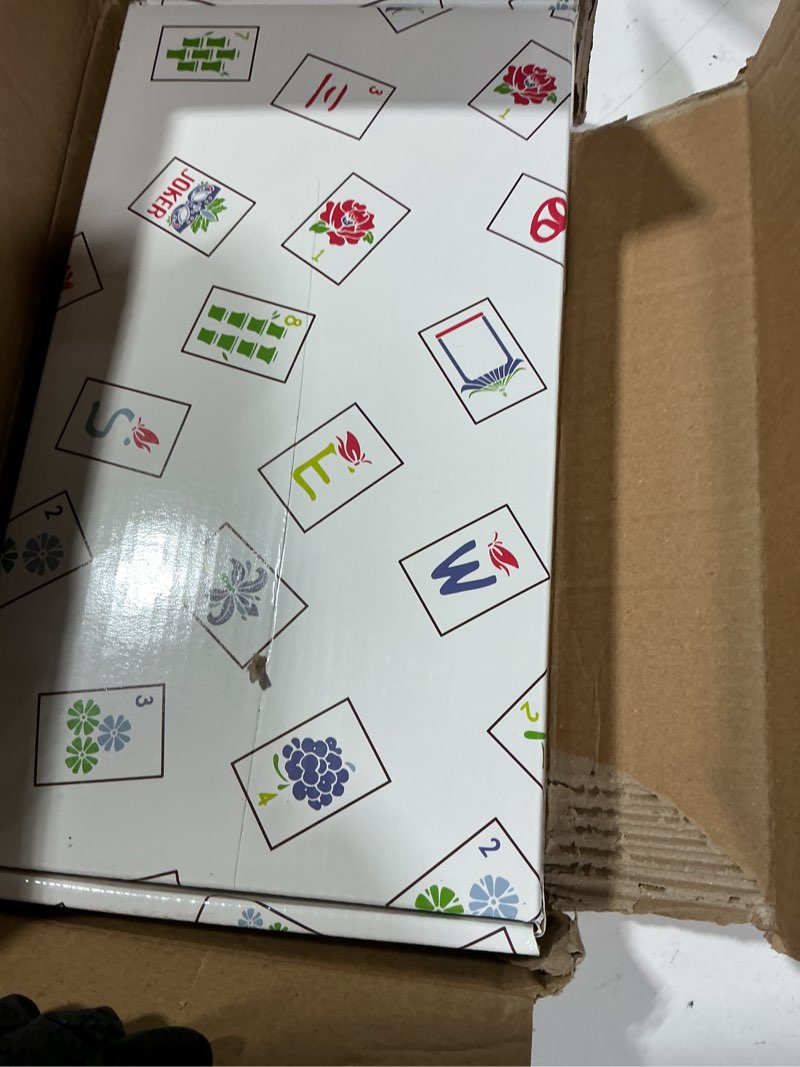Condition photo showing New/Like New for jongyance american mahjong tile set with carrying bag and accessories, 160 acrylic engraved mahjong tiles for beginners shell pink