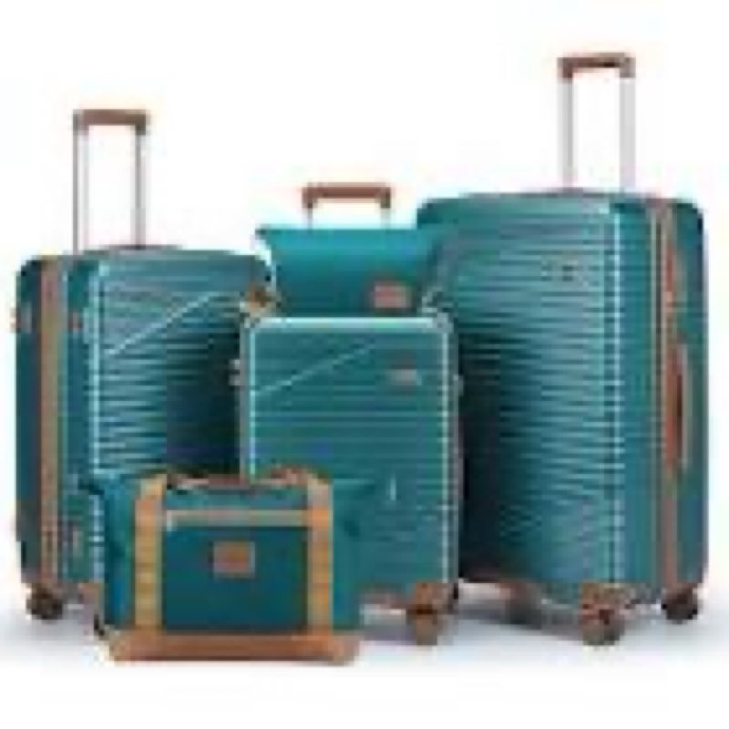 luggage sets with spinner wheels, pc+abs hard shell travel luggage,lightweight carry-on suitcases with tsa lock,ykk zippers (dark green, 5 piece sets(20/24/28/db/tb)) dark green 5 piece sets(20/24/28/db/tb)