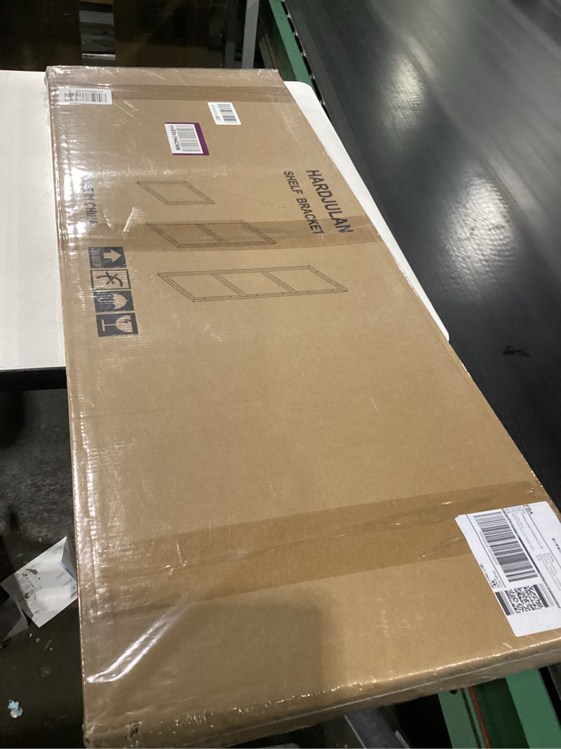 Condition photo showing New/Like New for 3-Tier Square Shelf Bracket, 39-1/4" Height, Wall/Ceiling Mount Storage Shelving, Black Powder-Coated Carbon Steel Carbon Steel, Rust-Resistant, 110 lbs Capacity, 2 Pack 3 Tier Bracket-2 Pack