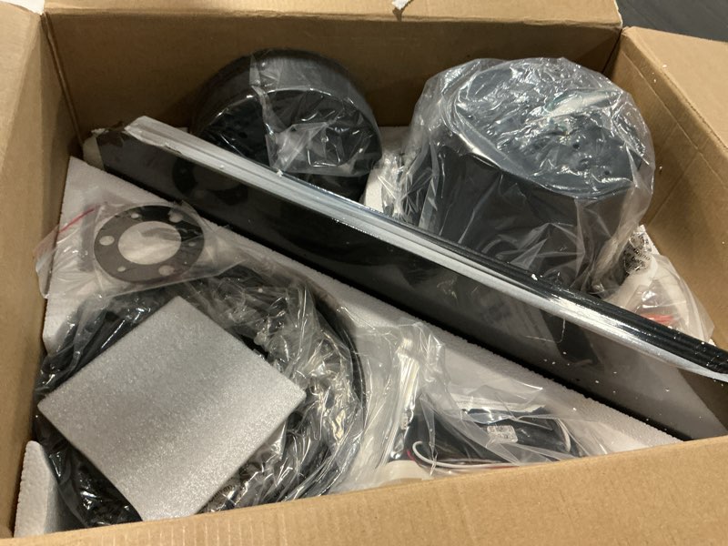Condition photo showing Good Condition for Fanbulous 42 Inch Ceiling Fans with Lights and Remote,Outdoor Indoor Modern Flush Mount Ceiling Fan with 3CCT 6-Speed Quiet DC Motor,Black Small Low Profile Ceiling Fan for Bedroom Living Room Office Black 42 inch