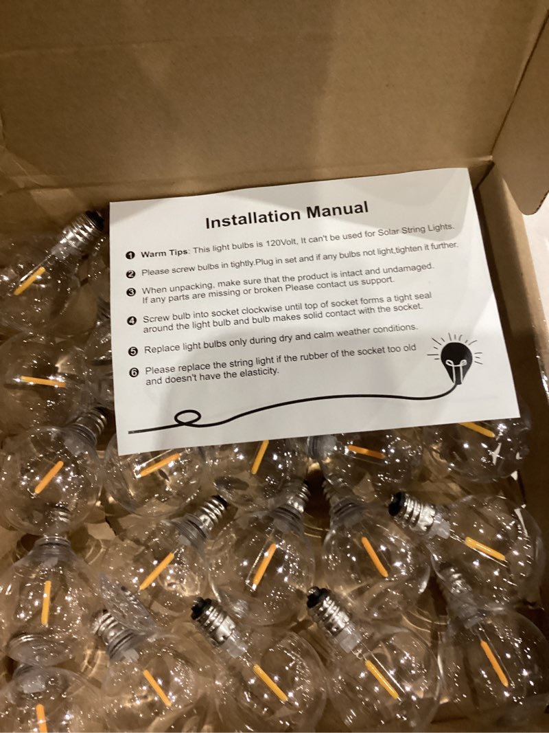 Condition photo showing Good Condition for Meconard G40 1.57 Inch Led Replacement Light Bulbs, E12 Screw Base Shatterproof LED Small Globe Light Bulbs for Outdoor String Lights, 1Watt Equvalent to 5 Watt Incandescent Bulbs, Warm White, 25Pack Warm White 25 Count (Pack of 1)