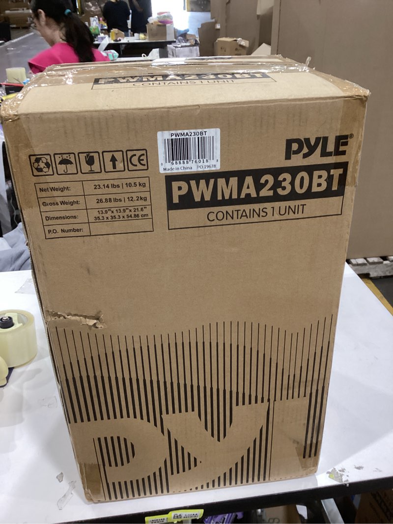 Condition photo showing As Is for Pyle Wireless Portable PA System-400W Bluetooth Compatible Rechargeable Battery Powered Outdoor Sound Stereo Speaker Microphone Set w/Handle, Wheels-1/4 to AUX, RCA Cable (PWMA230BT) 8 inch