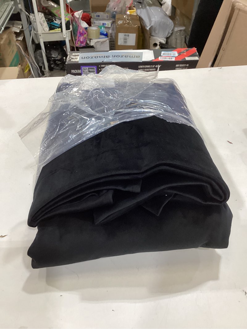 Condition photo showing Good Condition for NICETOWN Black Velvet Blackout Curtains 96 inch Long for Living Room and Bedroom, Thermal Luxury Solid Heavy Rod Pocket Drapes/Window Treatments for Hall, Theater (2 Pieces, 52 W) Black Series - Black 52"W x 96"L (Pack of 2)