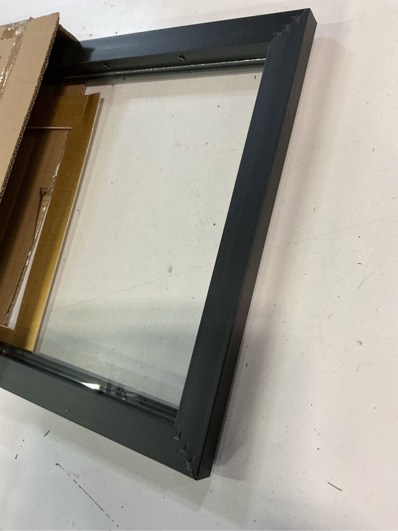 Condition photo showing As Is for graduationmall 11x19 mahogany diploma and photo frame for 8.5x11 certificate,5x7 picture,real glass,black over gold double mat mahogany with gold beads 13x21.5x1.5 inches