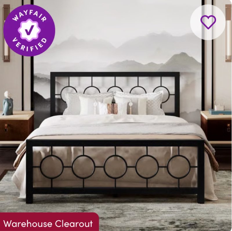 avren oriental vintage style metal platform bed