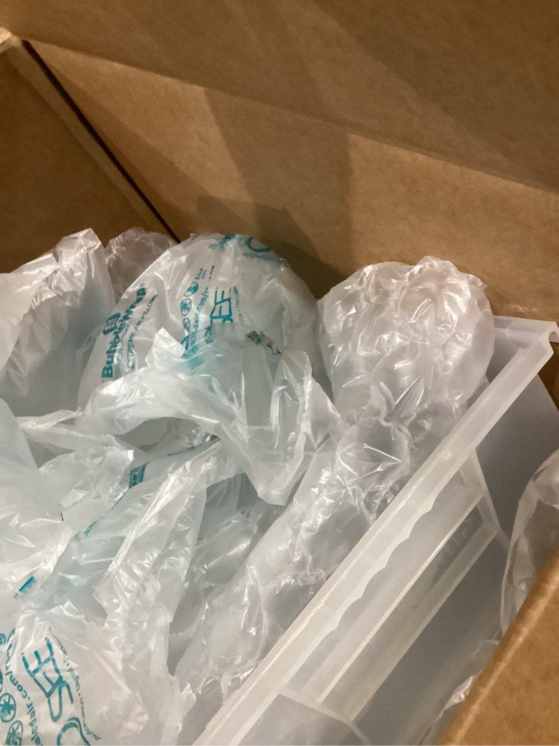 Condition photo showing Good Condition for Akro-Mils 30255 AkroBins Plastic Storage Bins, Space-Saving Stackable Bins for Garage, Pantry, Craft Organization, 11" x 16" x 5", Clear, 6-Pack Clear Storage Bins Only