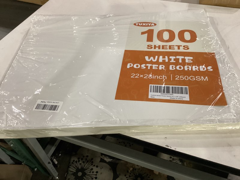 Condition photo showing Good Condition for tuxiya 100 pack white poster board,22" x 28" white poster paper bulk,250gsm/92lb heavy-weight blank poster board for arts,craft,projects presentations,drawing scrapbooking 100p