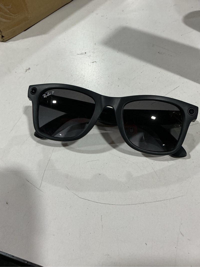 Condition photo showing New/Like New for working verified ray-ban meta (gen 2), wayfarer large, matte black | smart ai glasses for men, women — 2x battery life — 3k hd resolution — 12 mp ultra-wide camera, audio, video — polarized gradient graphite lenses matte black, polarized gradient graphite lenses large
