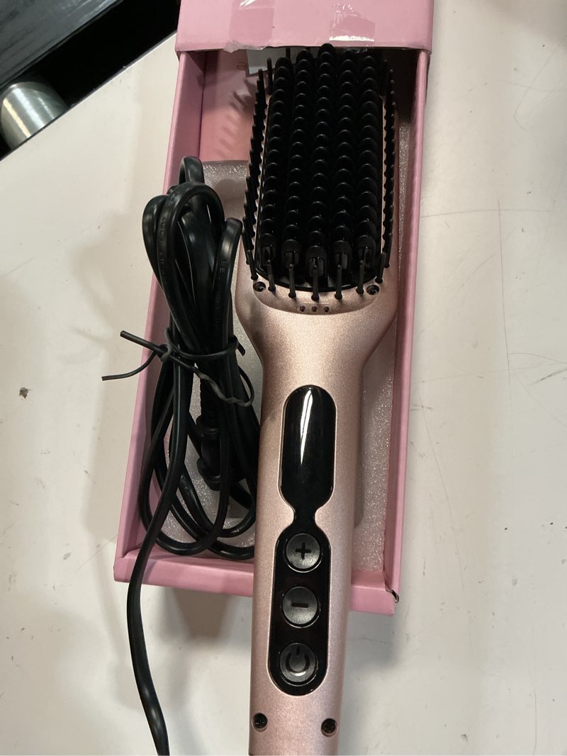 Condition photo showing Good Condition for hair straightener brush, megawise hair straightening comb for all hair types with nano heating teeth, double anion technology, mch 20s fast heating & 60-minute auto shut-off - gifts for women