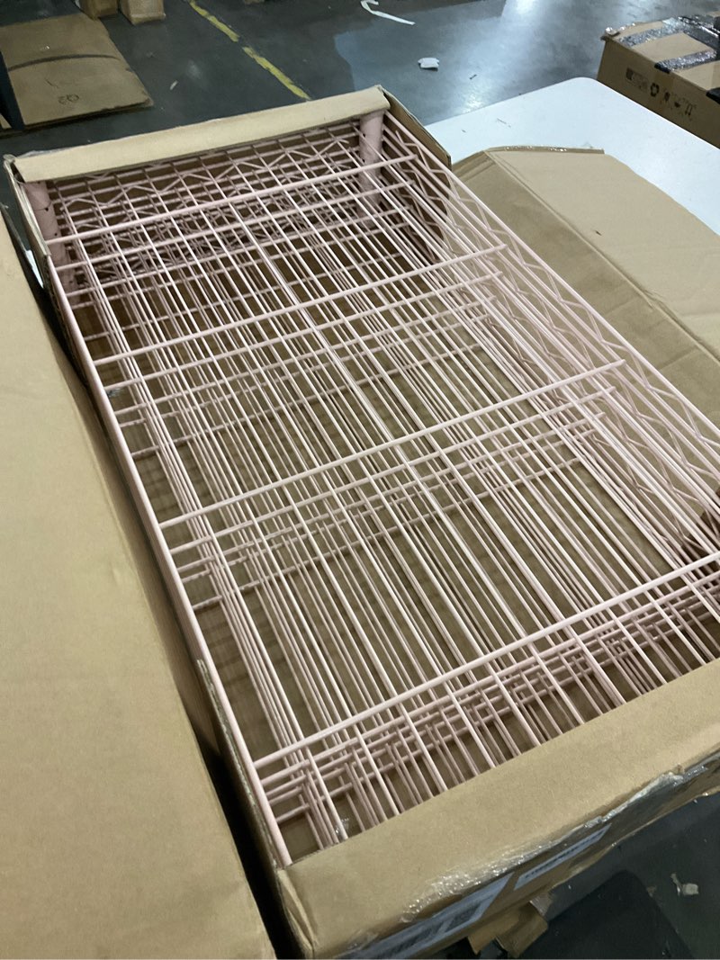 Condition photo showing Good Condition for Ulif E12 Clothes Rack?Heavy Duty Freestanding Garment Rack with Shelves?Metal Clothing Closet Storage System for Hanging Clothes?71" W x 16" D x 76.5" H, Hold 960 lbs?Pink