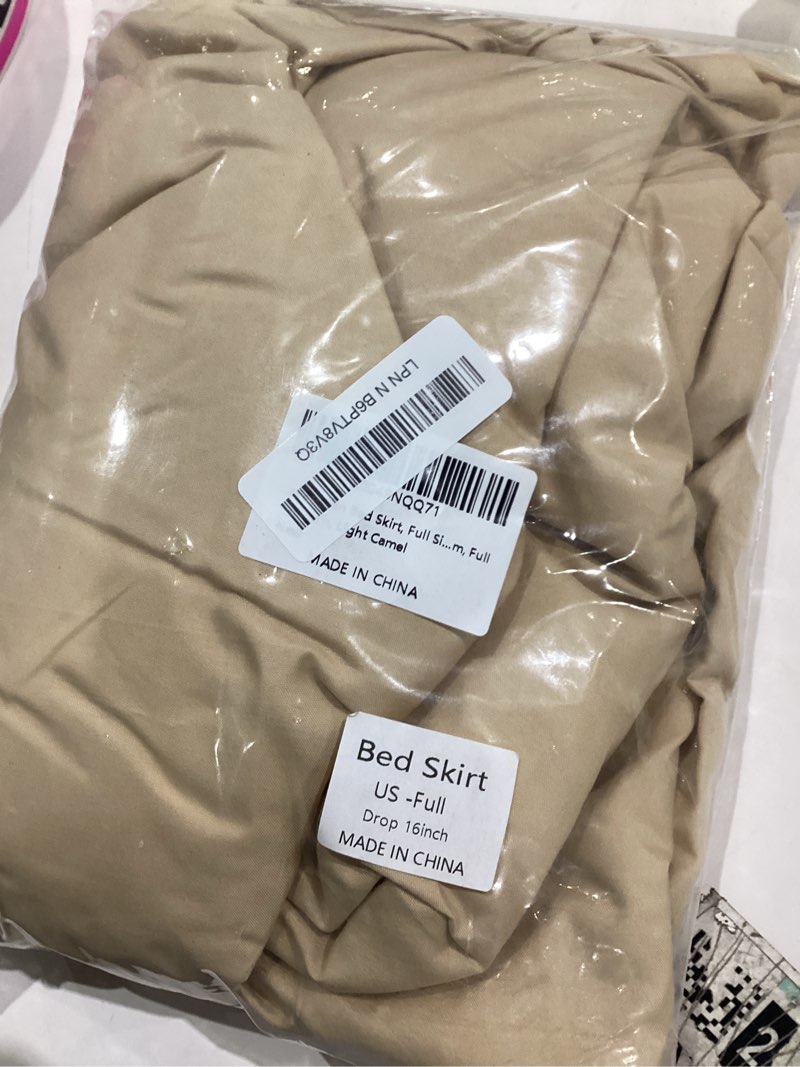 Condition photo showing Good Condition for Bed Skirt, Full Size Ruffled Bed Skirt with Split Corners, 16 Inch Drop Dust Ruffle Bed Skirt with Platform, Full -16 Inch, Light Camel Light Camel 16''Full