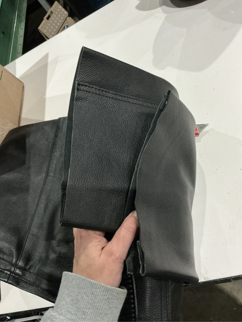 Condition photo showing New/Like New for milwaukee leather sh1150 men's black leather motorcycle over pants with jean style pockets 36
