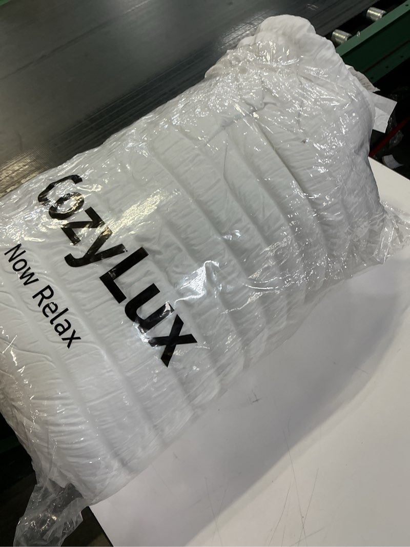 Condition photo showing As Is for CozyLux Queen Comforter Set White Seersucker 7 Pieces Bed in a Bag Queen Comforter Set with Sheets, Luxury Soft Bedding Set with Down Alternative Comforter, Sheets, Pillowcases & Shams for All Seasons White Queen