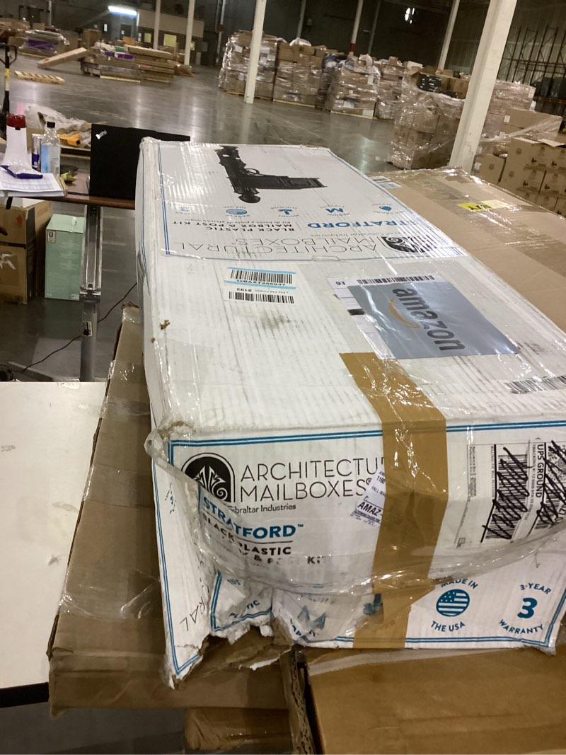 Condition photo showing New/Like New for Architectural Mailboxes Stratford Plastic Mailbox and Post Kit, SC000BAM, Black, Medium Capacity