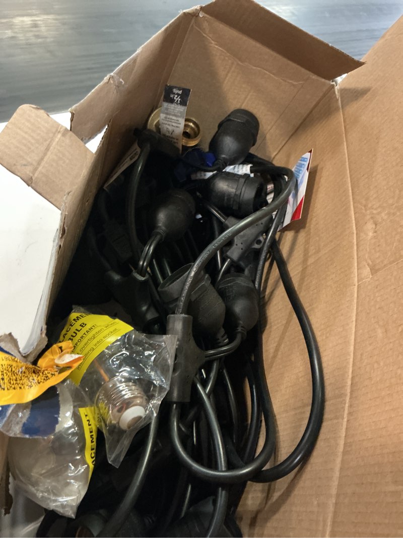 Condition photo showing As Is for harbor breeze 48-ft plug-in black indoor/outdoor string light with 24 white -light led edison bulbs