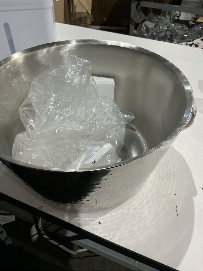 Condition photo showing Good Condition for brekx hammered stainless-steel beverage tub, double-walled insulated anchored drink tub & ice bucket with double hinged handles, drink chiller for parties, 12 quarts