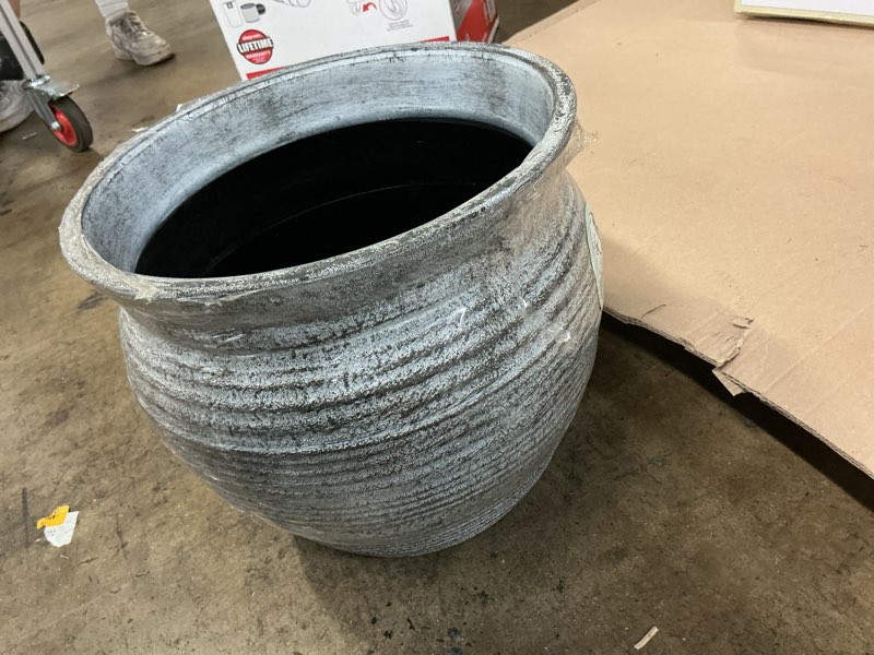 Condition photo showing As Is for Allen + Roth 13-in W x 11.25-in H plant pot 
