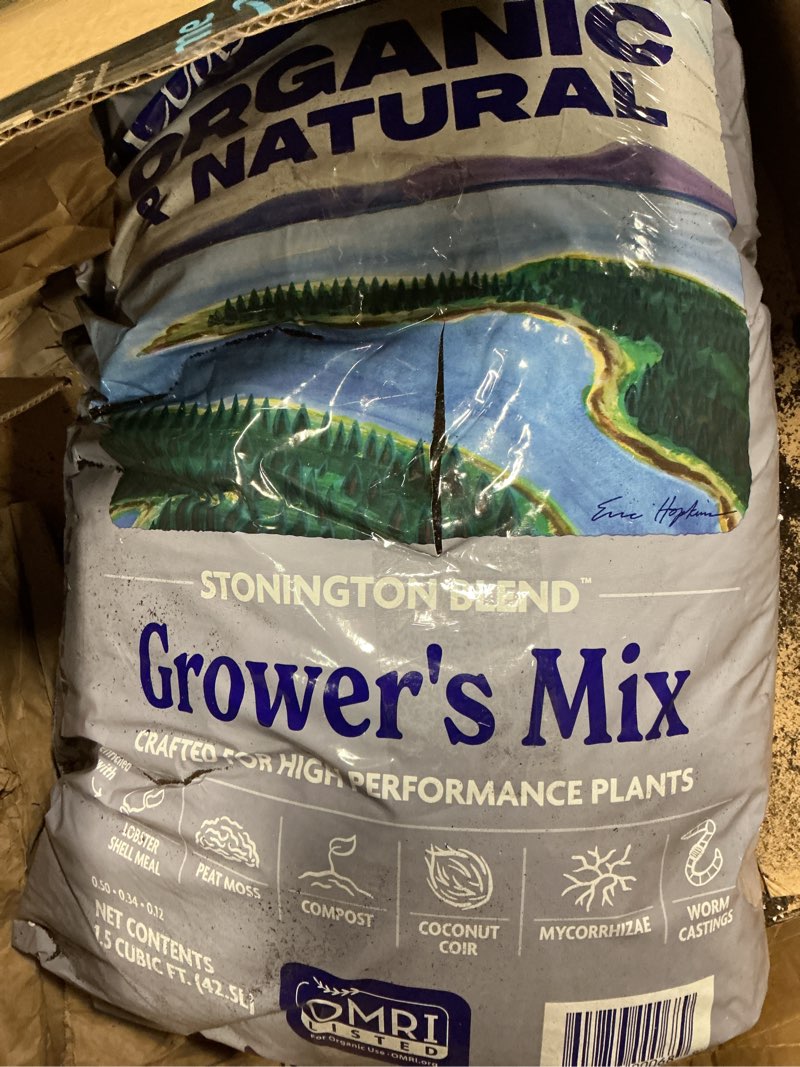 Condition photo showing As Is for coast of maine cmsbo15 stonington blend organic growers potting soil mix with all natural oceanic ingredients for planters and pots, 1.5 cubic feet 1.5 cubic feet 1 pack