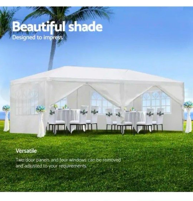 10 ft. x 20 ft. Wedding Party Canopy Tent Outdoor Gazebo with 6 Removable Side Walls, WhiteUnbranded 10 ft. x 20 ft. Wedding Party Canopy Tent