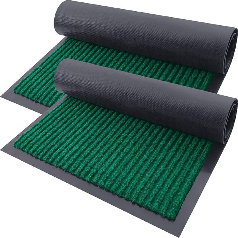 OLANLY Front Door Mat Indoor Outdoor Entrance, 2-Pack 29.5 x 17 Inch, Waterproof Heavy Duty Doormat, Fade Resistant, Low Profile, Easy Clean Patio Porch Welcome Floor Mats for Entry, Green