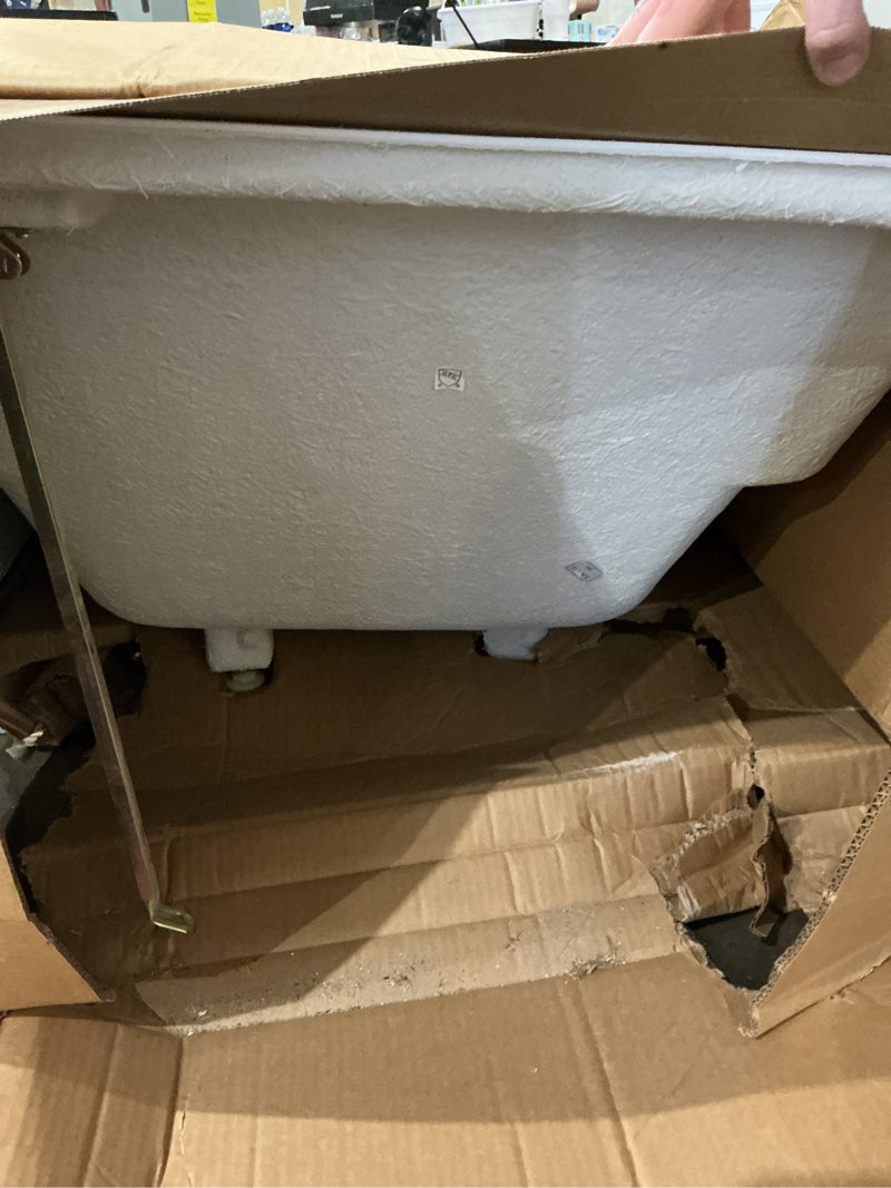 Condition photo showing As Is for voltaire 72" x 36" left-hand drain alcove bathtub with apron and armrest