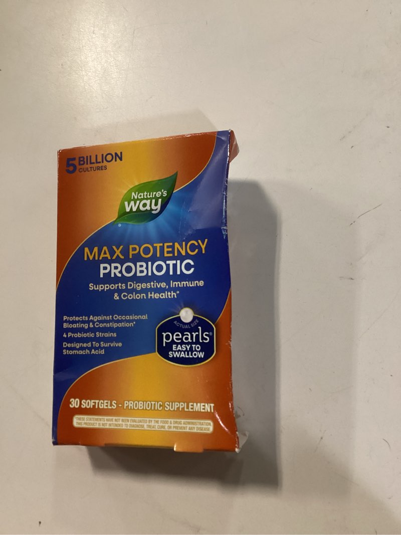 Condition photo showing New/Like New for Nature's Way Pearls Max Potency Probiotic for Men and Women, Supports Digestive, Immune, Colon Health*, 5 Billion Live Cultures, No Refrigeration Required, 30 Softgels 30 Count (Pack of 1)