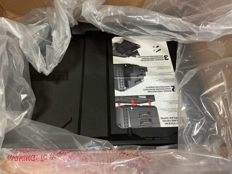 Condition photo showing New/Like New for toughbuilt stacktech 3-drawer tool box, durable plastic storage organizer, black 16 x 21 x 15.6 in