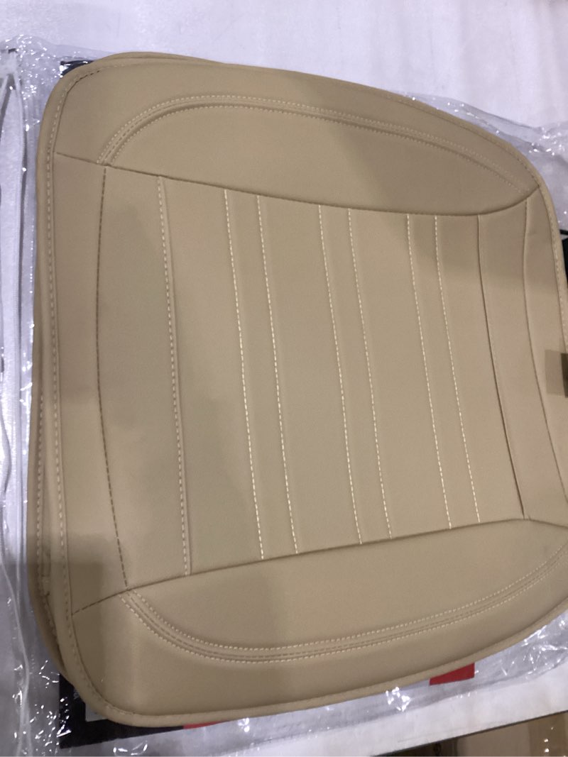 Condition photo showing New/Like New for Motor Trend Seat Covers for Cars Trucks SUV, Faux Leather Beige Padded Seat Covers with Storage Pockets, Premium Interior Car Seat Cover, 2 x Front Seat Covers Tan Beige Front Seats