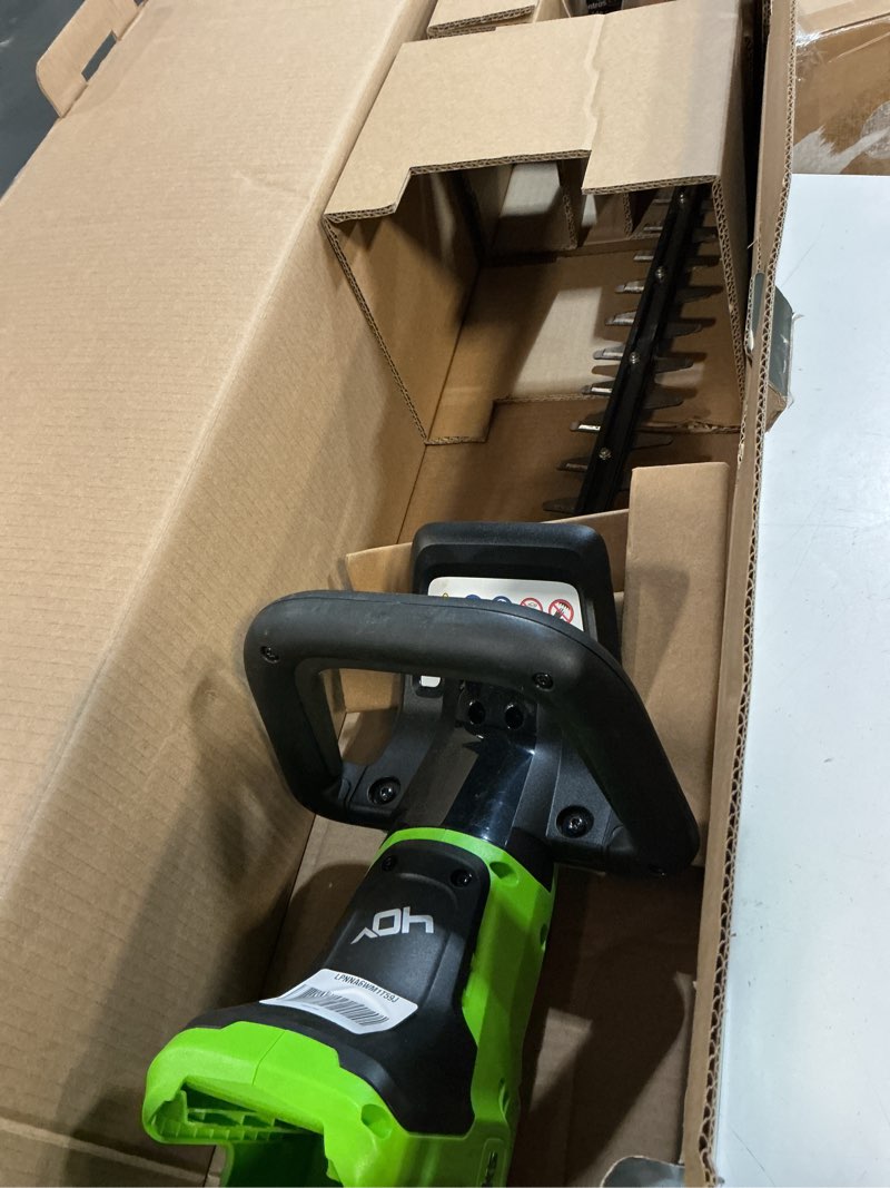 Condition photo showing Good Condition for greenworks 40v 26' brushless (1.1' cutting capacity/debris collector / 180° rotating handle), battery and charger not included 26'' hedge trimmer (tool only)