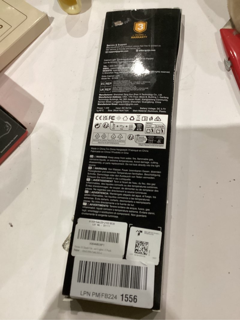 Condition photo showing As Is for Gritin 10.2inch Under Cabinet Lighting Rechargeable -84 LED Super Bright,3-Color& 5 Level Brightness,4 Modes,Motion Sensor,Long Lasting- Easy Installation Magnetic Under Cabinet Closet Lights -2 Pack Silver 10.2 inch