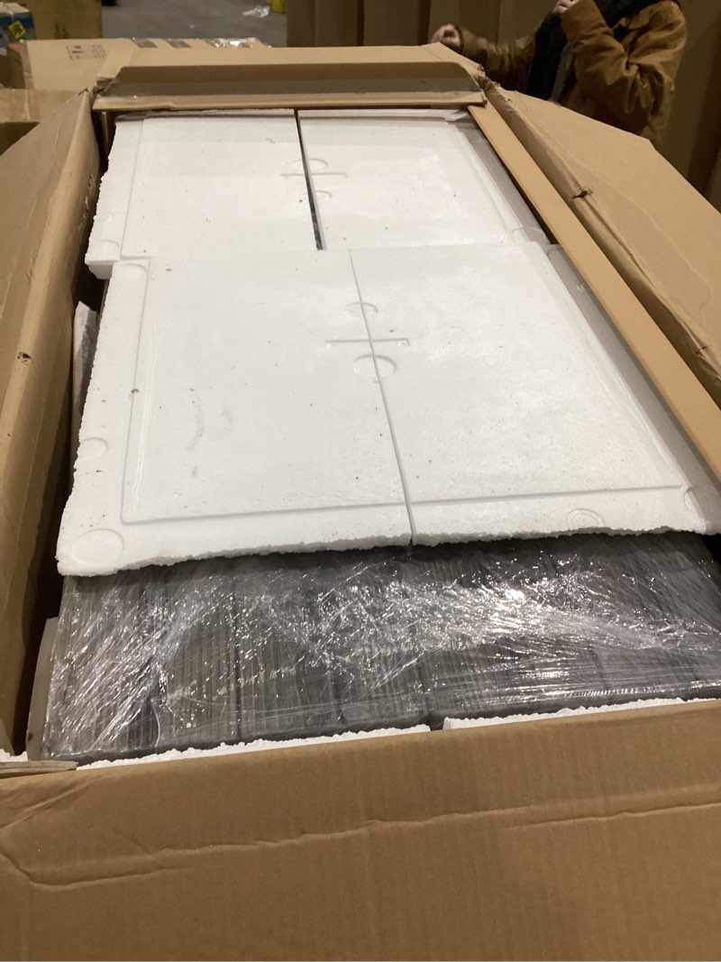 XBrand 42.1" L Rectangular Black MgO/Metal Outdoor Propane Gas Smokeless Fire Pit Table with Volcanic Rocks & Rain Cover, 50,000 BTU