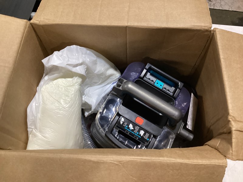 Condition photo showing As Is for shark stainstriker hairpro | portable carpet, upholstery & rug cleaner | 3 tools | self-cleaning | perfect for pets | ultra-powerful stain & odor remover | pet & oxy solutions | teal | px253brn stainstriker w/ hairpro + 3 tools