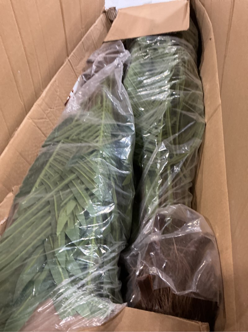 Condition photo showing New/Like New for 7ft tall artificial phoenix palm tree for outdoor indoor decor, large faux coconut silk palm tree tropical fake tree perfect for outside patio poolside home office decor (set of 2) phoenix palm (2 pack) 7ft