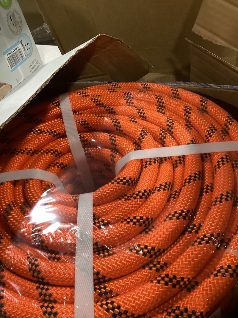Condition photo showing Good Condition for double braided arborist rigging rope - 3/4 in x 220 ft 24 strands rappelling outdoor pulling heavy duty polyester bull rope for swing tree work camping rescue hiking logging - orange orange 3/4 inch x 220ft