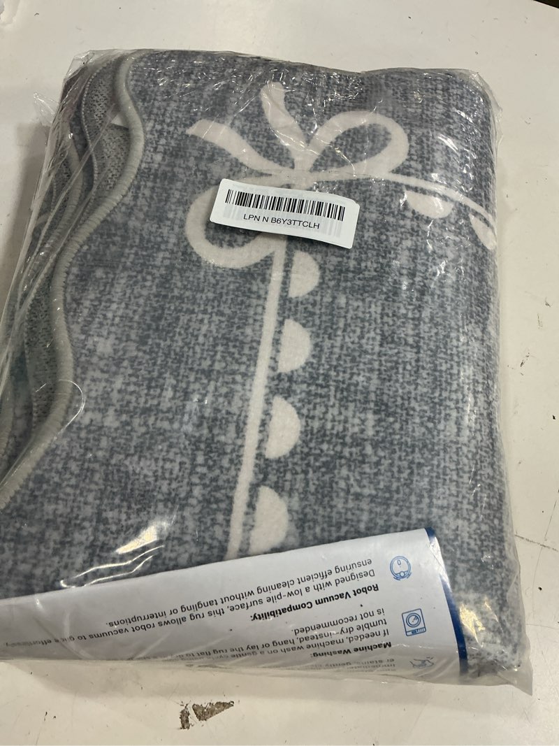 Condition photo showing New/Like New for garveehome scalloped bow rug for living room, solid grey rug for dorm, washable runner rugs 2x6 soft low pile non slip scalloped rugs for nursery bedroom decor hallway entryway playroom grey 2' x 6' (rectangular)