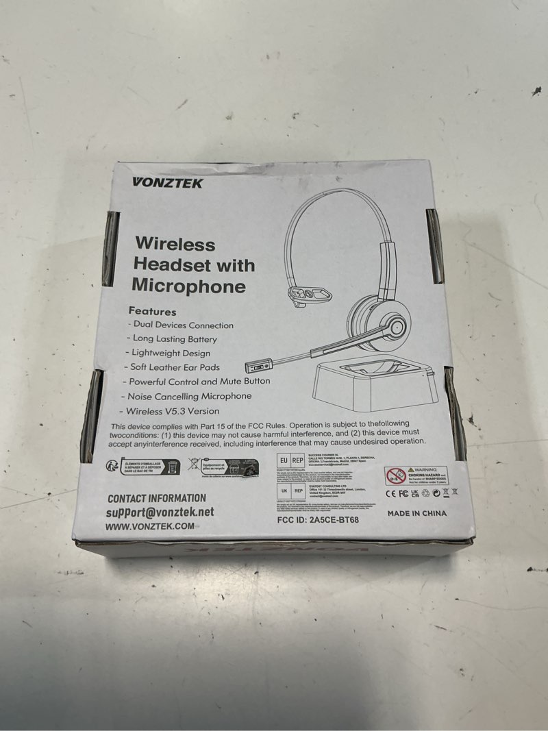 Condition photo showing New/Like New for bluetooth headset with microphone,wireless headset v5.2 with ai noise canceling mic&usb dongle, wireless headphones with charging base and mute function for computer/phone/office/skype