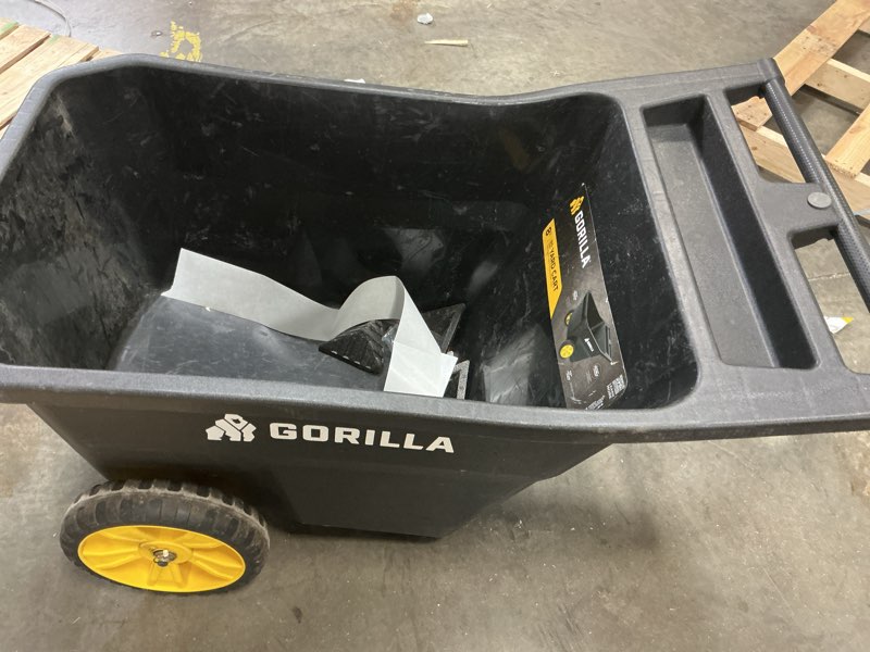 Condition photo showing As Is for tricam gorilla cart poly yard cart 600 lb
