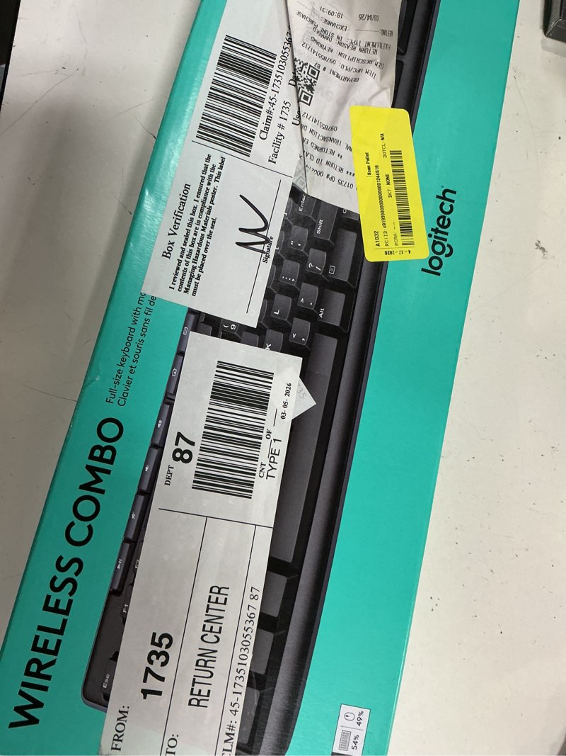 Condition photo showing As Is for logitech wireless keyboard and mouse