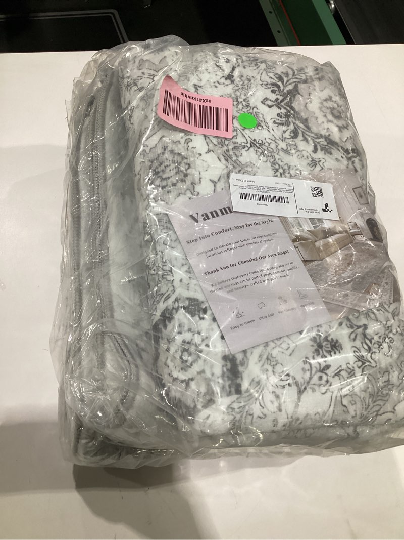 Condition photo showing New/Like New for 5x7 Area Rugs for Living Room, Bedroom - Machine Washable, Non-Slip Bedside Rug, Large Soft Floor Carpet for Office, Dining Room, Farmhouse and Home Decor, Nordic Serenity/Grey 5' x 7' Nordic Serenity / Grey