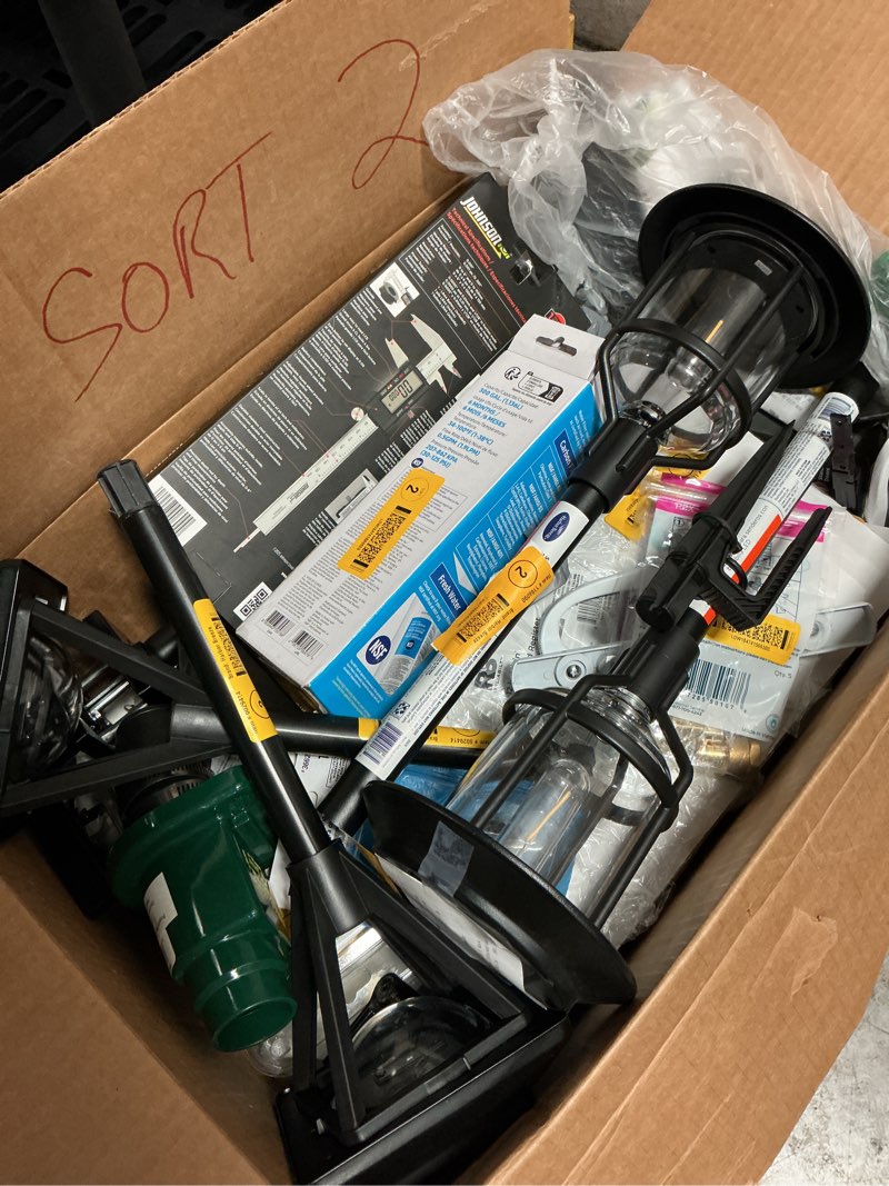Condition photo showing As Is for assorted home improvement lot (small tools, screw, home accessories, etc.)