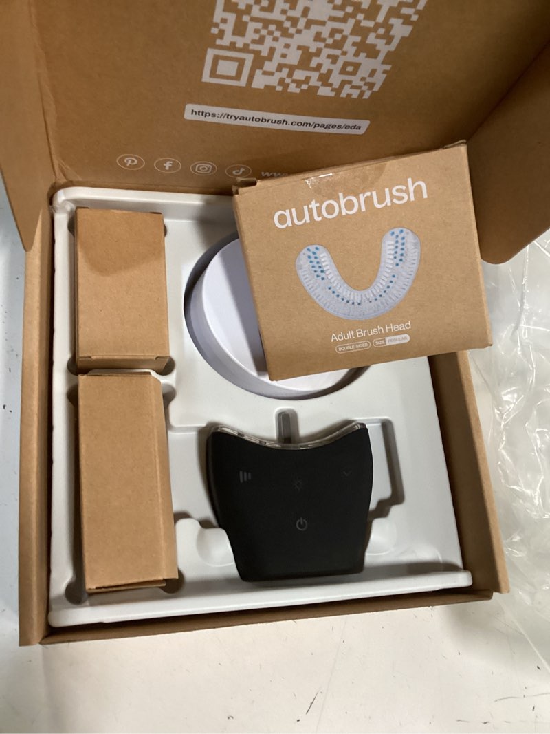Condition photo showing As Is for autobrush sonic pro electric toothbrush – only ada accepted u-shaped brush, clinically proven up to 5.1x better cleaning, 30-second full mouth 360 clean, rechargeable, waterproof, black, men's regular black regular (men's)