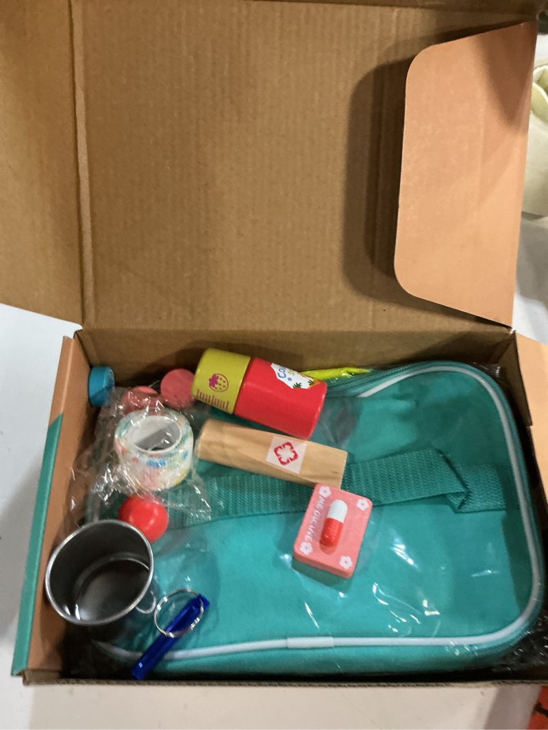 Condition photo showing New/Like New for sundaymot doctor kit for kids, 34 pcs pretend playset for toddlers, doctor kit for toddlers 3-5, with medical bag, stethoscope and other accessories, for boys and girls fun role playing game