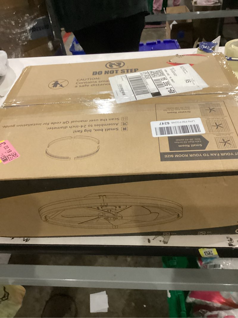 Condition photo showing New/Like New for ZMISHIBO 24 Inch Ceiling Fans with Lights and Remote, Modern Low Profile Ceiling Fan, 3000-6000K Dimmable Flush Mount LED Fan Light, 6 Wind Speeds, Fandelier Ceiling Fans for Bedroom- White White 24 INCH