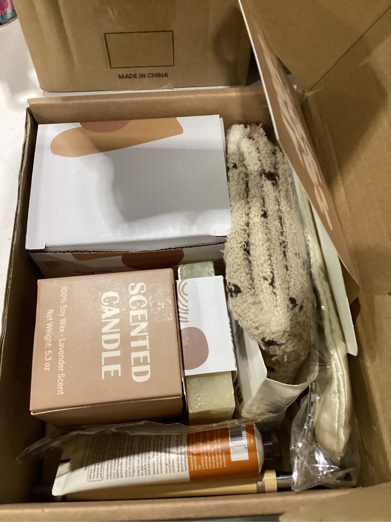 Condition photo showing Good Condition for gift baskets for women, 9pcs unique happy birthday gifts for women, thank you basket christmas ideas box w/coffee mug her mom friend teacher coworker, best employee appreciation gifts brown
