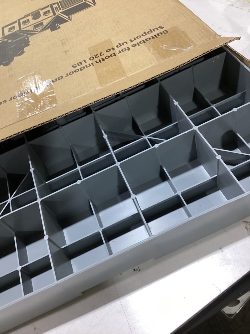 Condition photo showing As Is for mini split pad for condenser: ground base for air conditioner outdoor condenser units, plastic equipment pad for ductless minisplit heat pump systems havc, gray, 24'' x 24'' x 3'' 24" x 24" x 3"