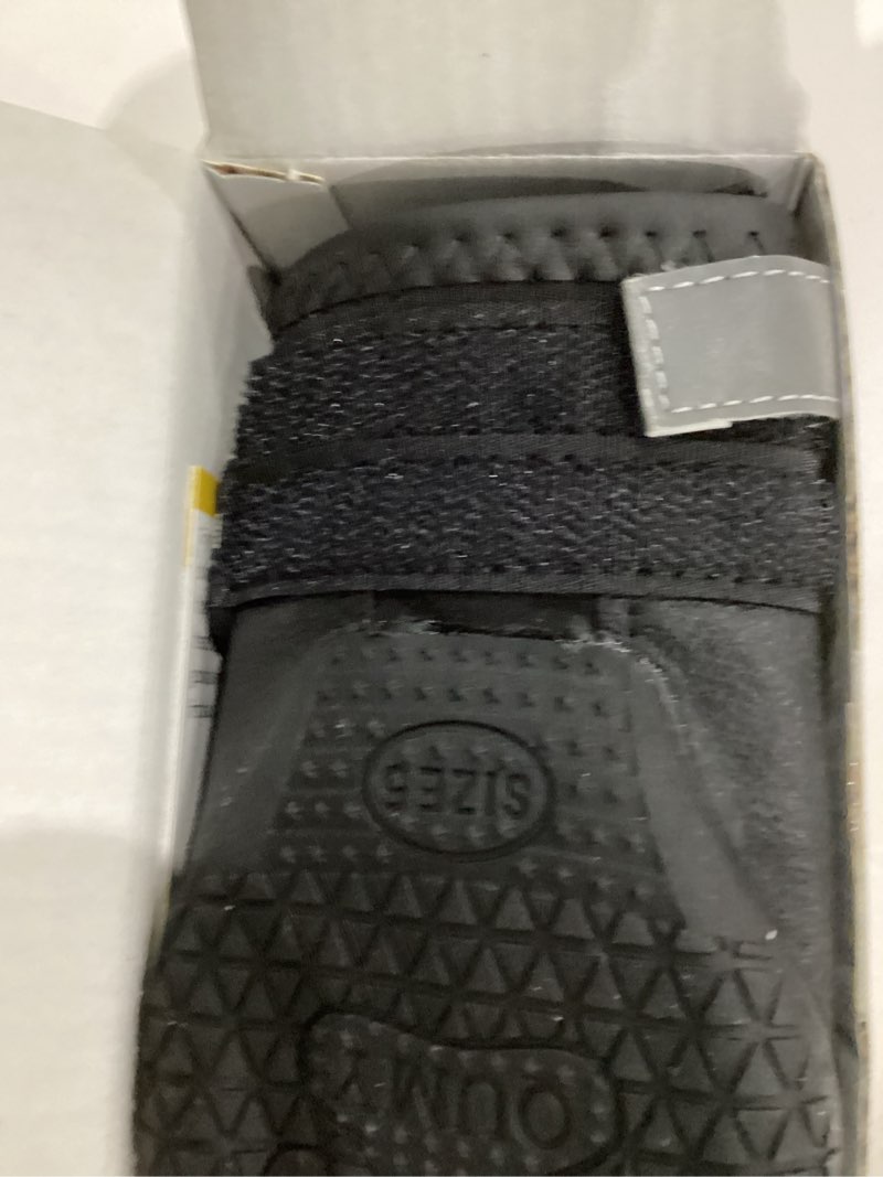 Condition photo showing New/Like New for QUMY Dog Shoes for Large Dogs, Medium Dog Boots & Paw Protectors for Winter Snowy Day, Summer Hot Pavement, Water-Resistant in Rainy Weather, Outdoor Walking, Indoor Hardfloors Skid-Resistant Sole Black Size 5: 2.4''x2.8''(W*L) (Pack of 4)