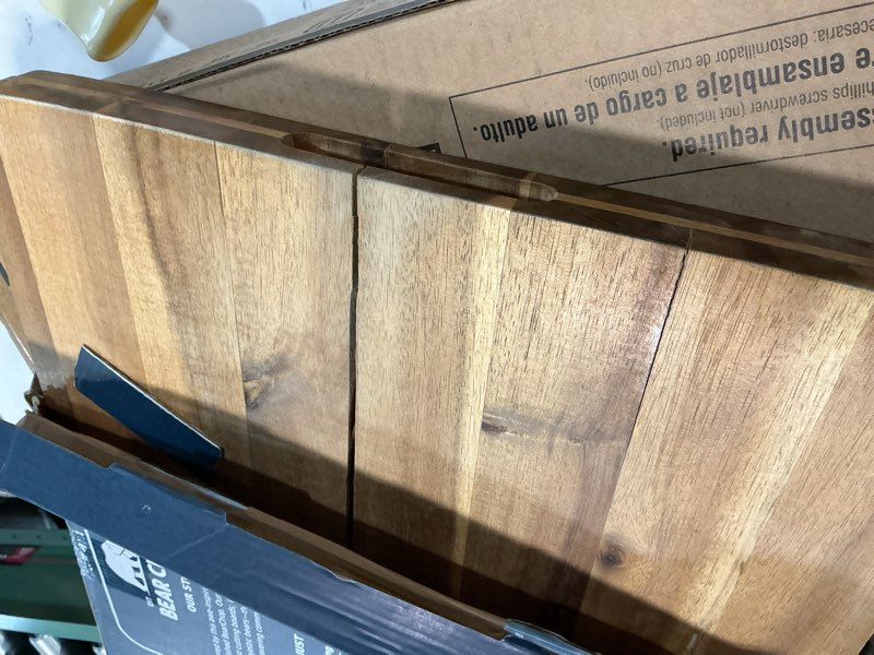 Condition photo showing As Is for bearchop acacia wood cutting boards for kitchen, [24"x18"x1.25"] extra large cutting boards with juice groove, handle, gift box, anti crack/warp design acacia wood butcher block cutting board 24"l x 18"w upgraded - acacia wood - edge grain
