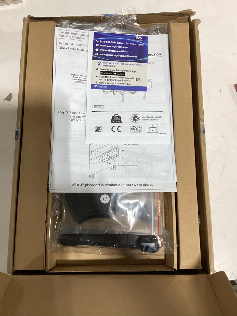 Condition photo showing Good Condition for mounting dream ul listed tv wall mount for most 42-84 inch tv, full motion, with swivel and tilt, tv bracket with articulating dual arms, fits 16inch studs, max vesa 600x400 mm, 100 lbs,md2617 for 42" to 84" tvs, 16" studs