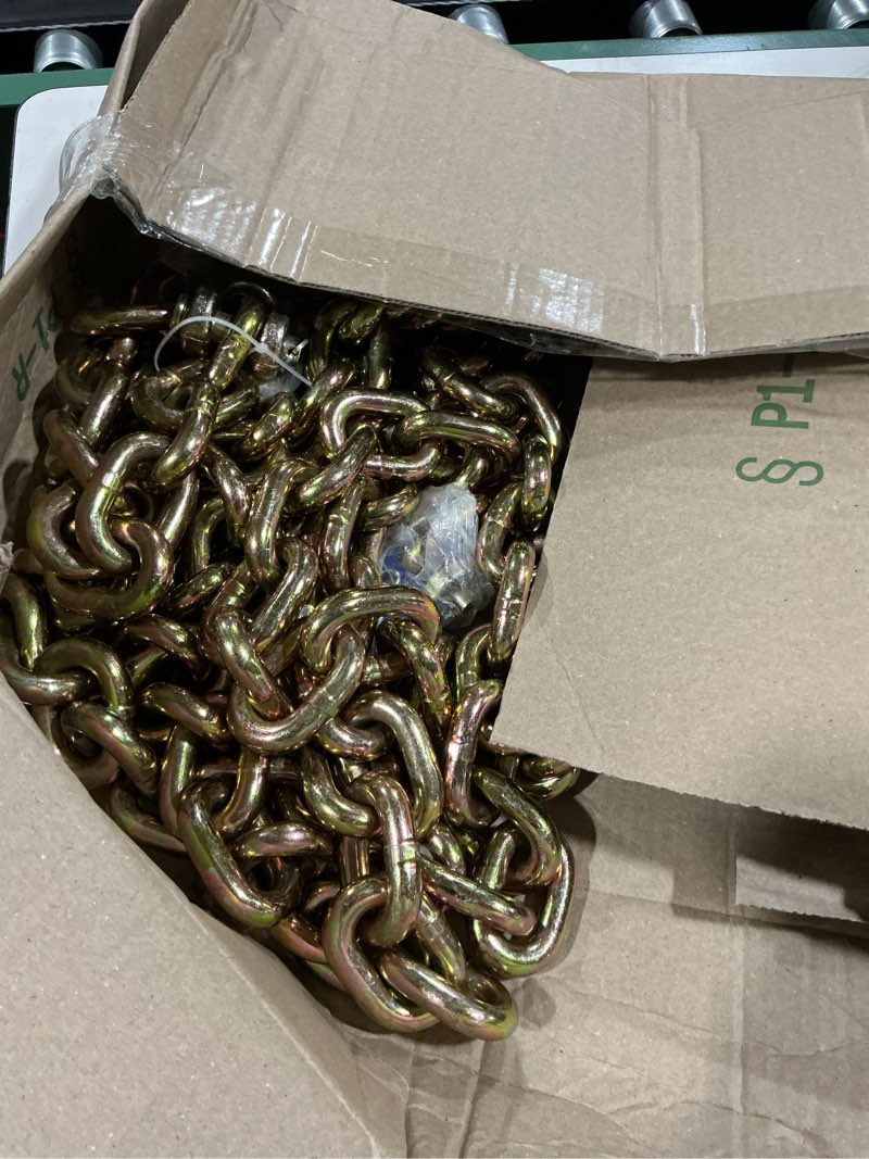 Condition photo showing As Is for 1/2 chain trailer chains with hooks, grade 80 tow log chain 12000 lbs working load for truck farm construction(1/2 in x 16ft)